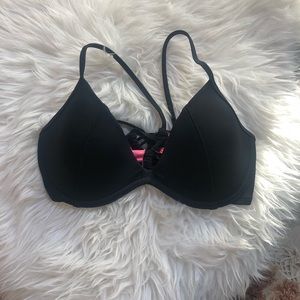 PINK Victoria secret black push up bikini top sz M
